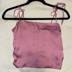 Pink Urban Outfitters Tie Satin Tank Top